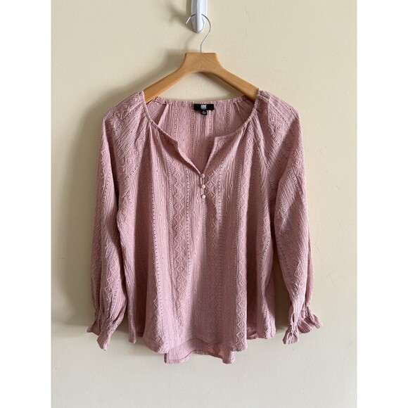 Frye Women's Textured Long‎ Sleeve Peasant Mauve Salt Breeze Blouse Small - Picture 1 of 4